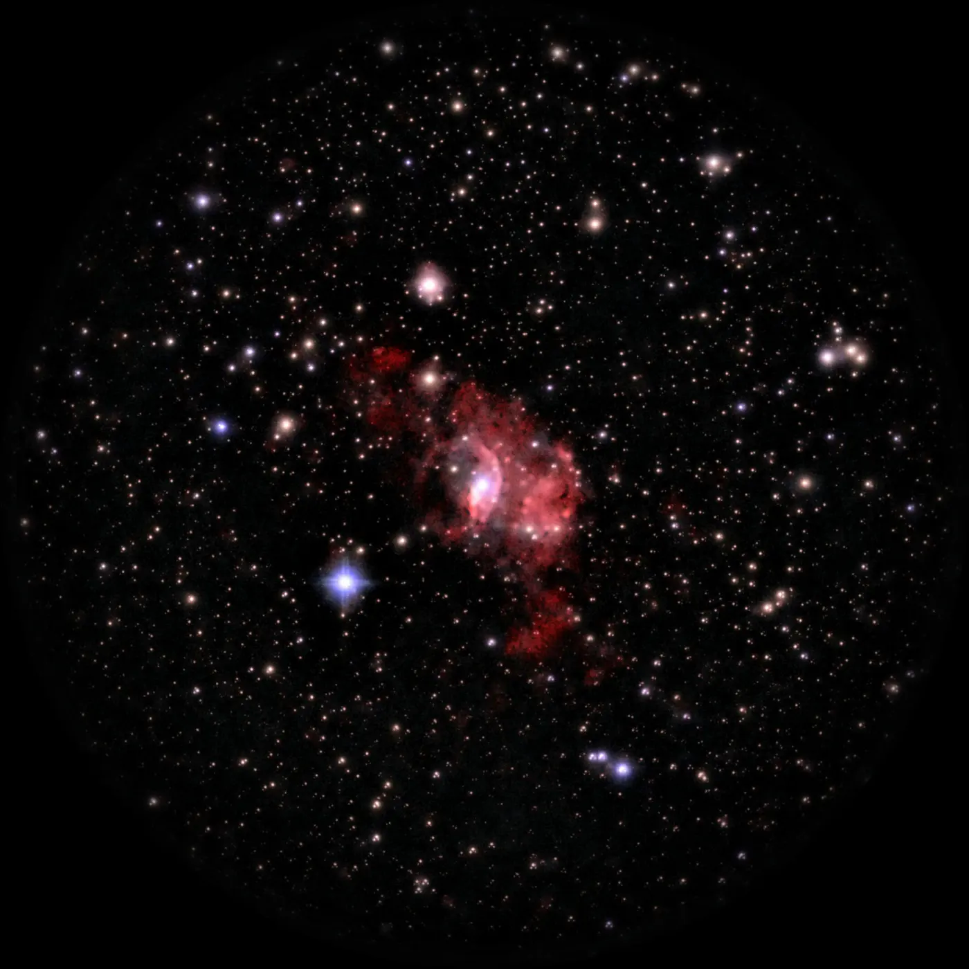 Nébuleuse de la Bulle, NGC 7635, 10 min de pose la plus longue