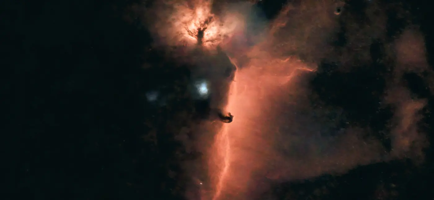 La Flamme et la Tête de Cheval, prise du 18 mars 2026, 1 h 36 de pose, sans les étoiles