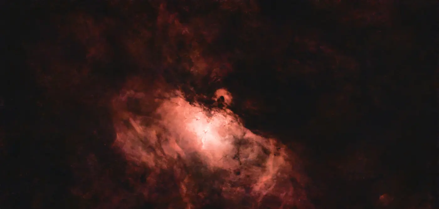 Nébuleuse de l'Aigle, prise du 9 juillet 2026, 9 h 36 de pose, sans les étoiles